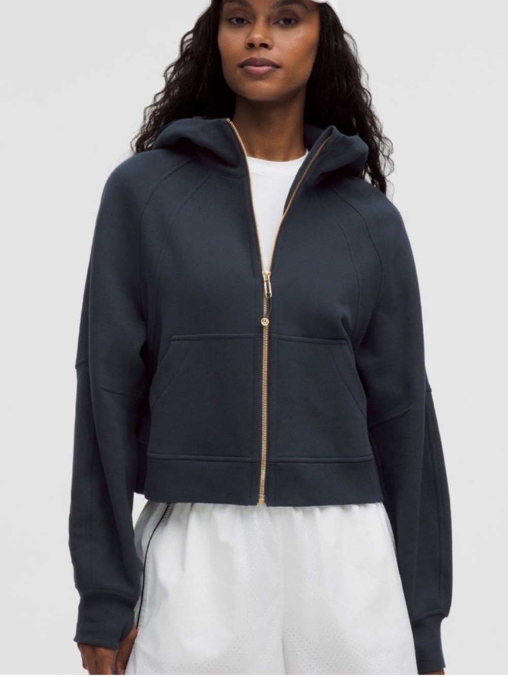 lululemon Scuba Oversized Full-Zip Hoodie — Navy/Gold — Size M/L